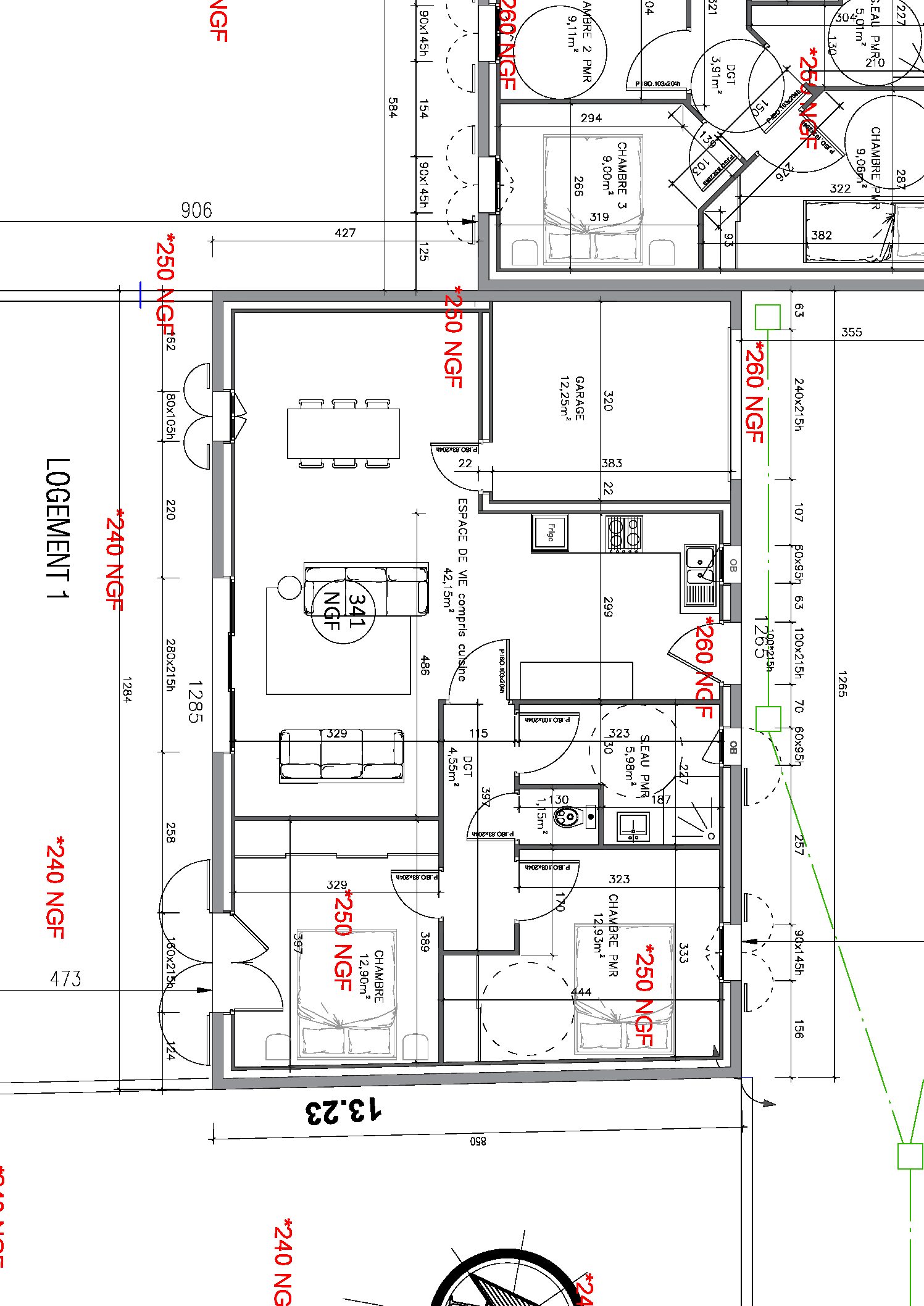 Plan intérieur Maison 2 ch